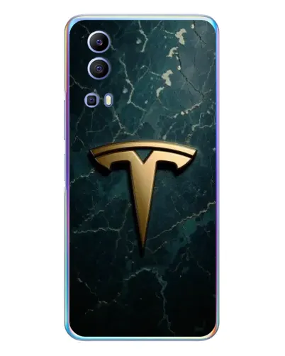 Чехол для Vivo Y72 с картинкой «Мраморная Tesla Gold»