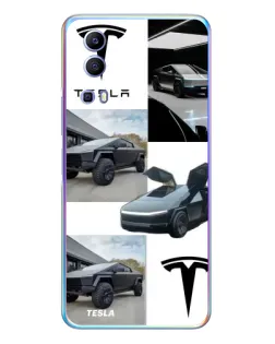 Чехол для Vivo Y72 с картинкой «Коллаж Cybertruck Tesla»