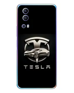Чехол для Vivo Y72 с картинкой «Tesla — серебристое авто»