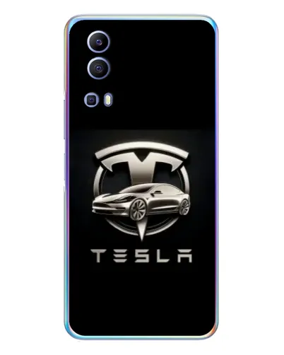 Чехол для Vivo Y72 с картинкой «Tesla — серебристое авто»