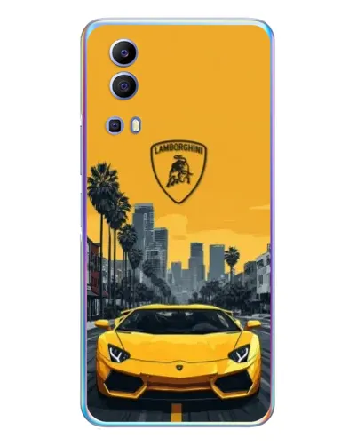 Чехол для Vivo Y72 с картинкой «Желтый Lamborghini город»