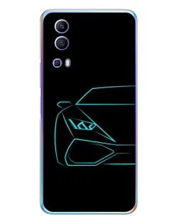 Чехол для Vivo Y72 с картинкой «Голубой силуэт Lamborghini»