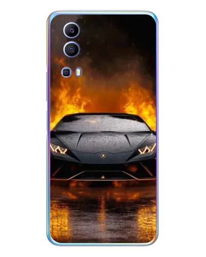 Чехол для Vivo Y72 с картинкой «Lamborghini в огне»