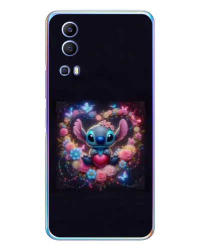 Чехол для Vivo Y72 с картинкой «Stitch в цветах»