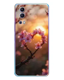 Чехол для Vivo Y72 с картинкой «Розовый цвет сердце на фоне заката» Чехол для Vivo Y72 с картинкой «Розовый цвет сердце на фоне заката»