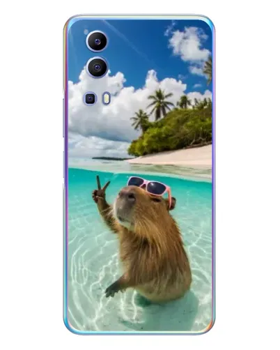 Чехол для Vivo Y72 с картинкой «Капибара на море»