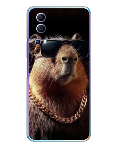 Чехол для Vivo Y72 с картинкой «Капибара золотая цепь»