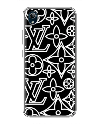 Чехол для Vivo Y91C с картинкой «Черно-белый узор LV»