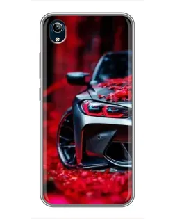 Чехол для Vivo Y91C с картинкой «Спортивная BMW и цветы»