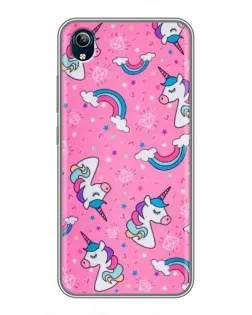 Чехол для Vivo Y91C с картинкой «Unicorn паттерн розовый»