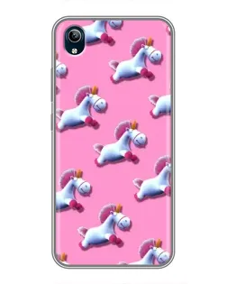 Чехол для Vivo Y91C с картинкой «Единороги на розовом»