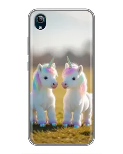Чехол для Vivo Y91C с картинкой «Пара единорогов»