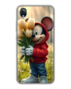Чехол для Vivo Y91C с картинкой «Микки с тюльпанами»