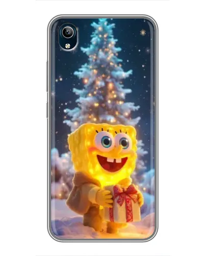 Чехол для Vivo Y91C с картинкой «Рождественский Спанч Боб»