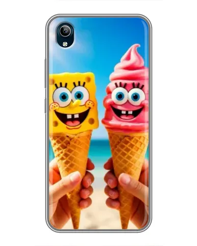 Чехол для Vivo Y91C с картинкой «Спанч Боб мороженое»