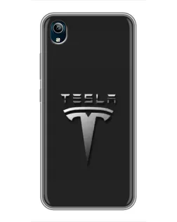 Чехол для Vivo Y91C с картинкой «Стальной логотип Tesla»