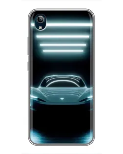 Чехол для Vivo Y91C с картинкой «Tesla в неоне»