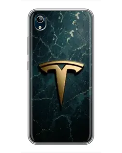 Чехол для Vivo Y91C с картинкой «Мраморная Tesla Gold»