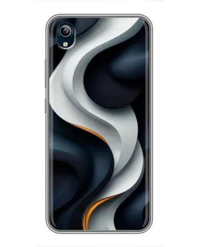 Чехол для Vivo Y91C с картинкой «Объемные черно-белые ленты»