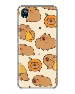 Чехол для Vivo Y91C с картинкой «Капибары с апельсинами»
