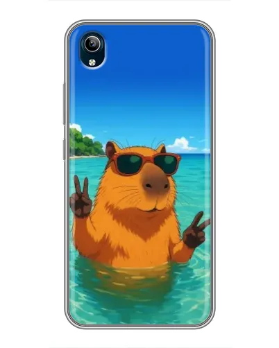 Чехол для Vivo Y91C с картинкой «Морская капибара»