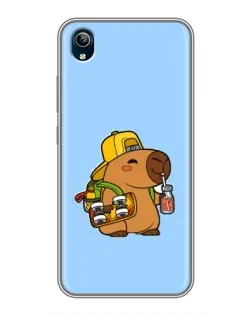 Чехол для Vivo Y91C с картинкой «Капибара на скейте»