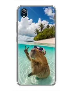 Чехол для Vivo Y91C с картинкой «Капибара на море»