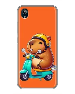 Чехол для Vivo Y91C с картинкой «Капибара на скутере»