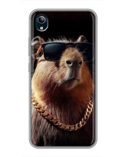 Чехол для Vivo Y91C с картинкой «Капибара золотая цепь»