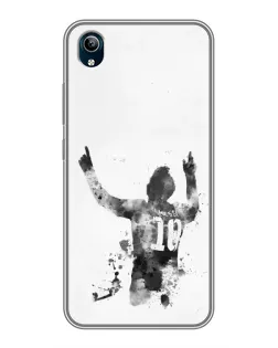 Чехол для Vivo Y91C с картинкой «Черно-белый силуэт Месси» Чехол для Vivo Y91C с картинкой «Черно-белый силуэт Месси»