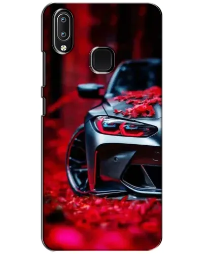 Чехол для Vivo Y93 Lite с картинкой «Спортивная BMW и цветы»