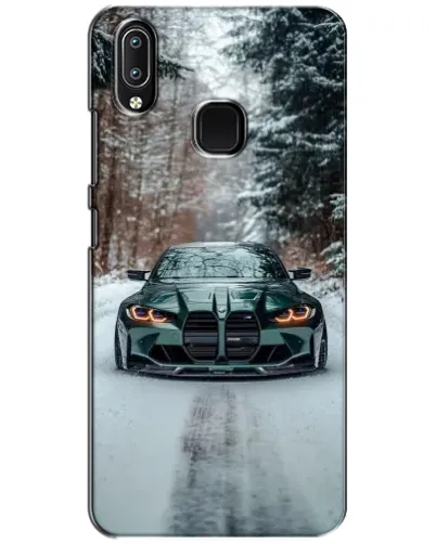 Чехол для Vivo Y93 Lite с картинкой «BMW в зимнем лесу»