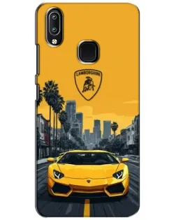Чехол для Vivo Y93 Lite с картинкой «Желтый Lamborghini город»