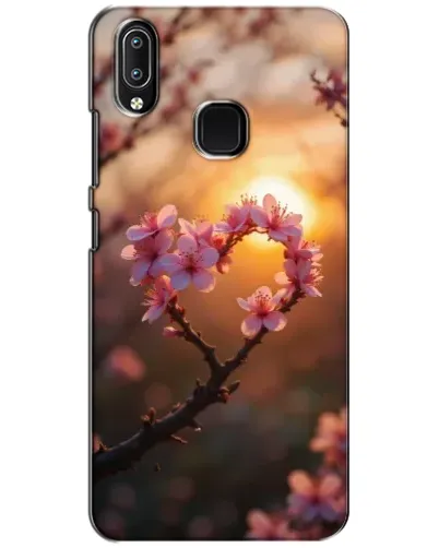 Чехол для Vivo Y93 Lite с картинкой «Розовый цвет сердце на фоне заката»