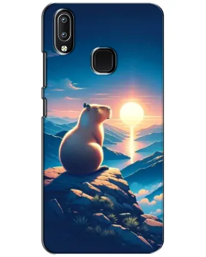 Чехол для Vivo Y93 Lite с картинкой «Закат солнца с капибарой»