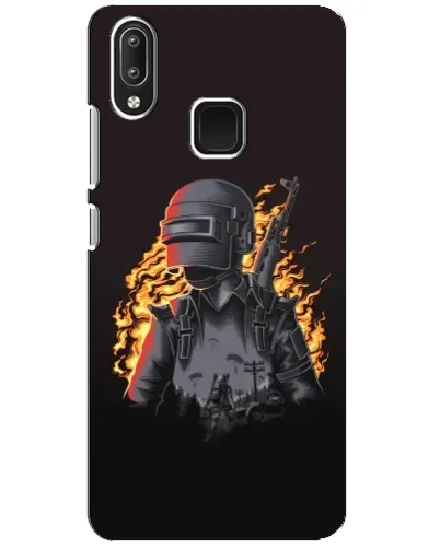 Чехол для Vivo Y95 с картинкой «PUBG — огненный силуэт»