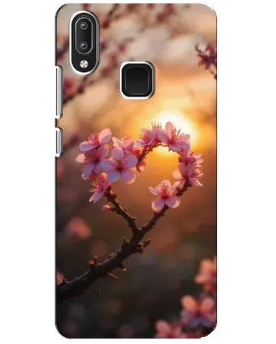 Чехол для Vivo Y95 с картинкой «Розовый цвет сердце на фоне заката»