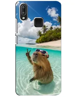 Чехол для Vivo Y95 с картинкой «Капибара на море»