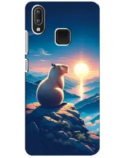 Чехол для Vivo Y95 с картинкой «Закат солнца с капибарой»