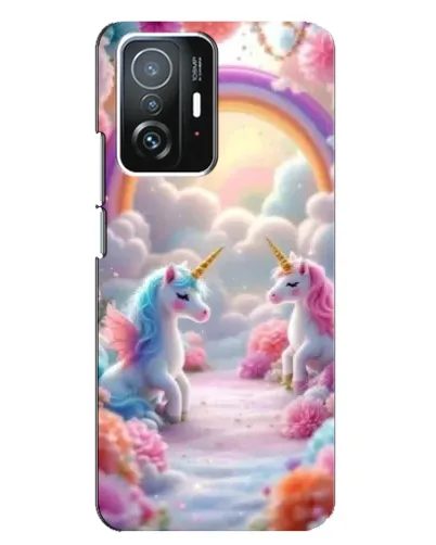 Чехол для Xiaomi 11T / 11T Pro с картинкой «Радуга и единороги»