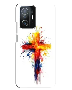Чехол для Xiaomi 11T / 11T Pro с картинкой «Акварельный крест»