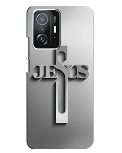Чехол для Xiaomi 11T / 11T Pro с картинкой «Металлический крест Jesus»