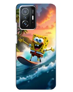 Чехол для Xiaomi 11T / 11T Pro с картинкой «Губка Боб серфингист»