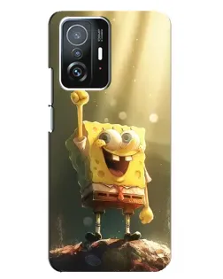 Чехол для Xiaomi 11T / 11T Pro с картинкой «Сияющий Спанч Боб»
