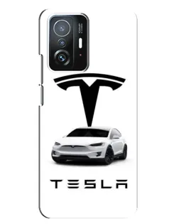 Чохол для Xiaomi 11T / 11T Pro з картинкою «Tesla White Style»