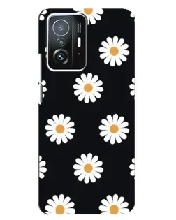 Чохол для Xiaomi 11T / 11T Pro з картинкою «Ромашки на чорному»