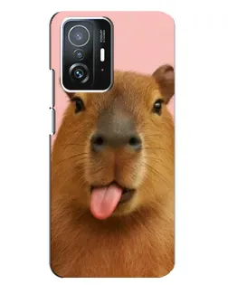 Чехол для Xiaomi 11T / 11T Pro с картинкой «Капибара с языком»
