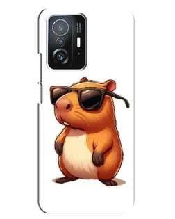 Чехол для Xiaomi 11T / 11T Pro с картинкой «Капибара в очках»