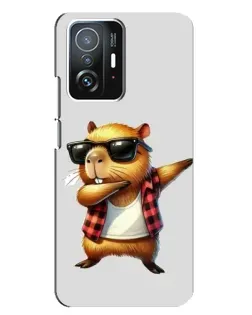 Чехол для Xiaomi 11T / 11T Pro с картинкой «Капибара рэпер даб»