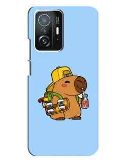 Чехол для Xiaomi 11T / 11T Pro с картинкой «Капибара на скейте»